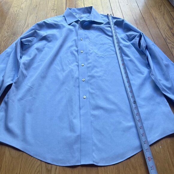 Brooks Brothers Size 17 34 Blue Regent Non Iron Supima Cotton Button Up Shirt - Picture 7 of 12